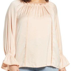 BOGO FREE, NWOT Single Thread light pink peasant blouse, Medium